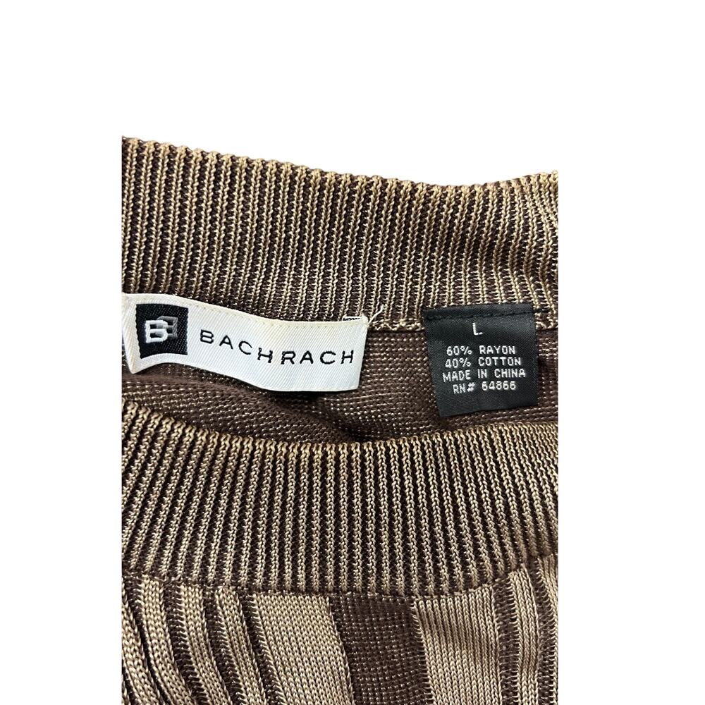 🤎 Bachrach Brown Ribbed Knit Sweater Retro 90s Minimalist Luxe Crewneck Top - Picture 4 of 4